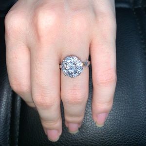 Fashion Jewelry Sterling silver Rotating zircon Fidget Ring